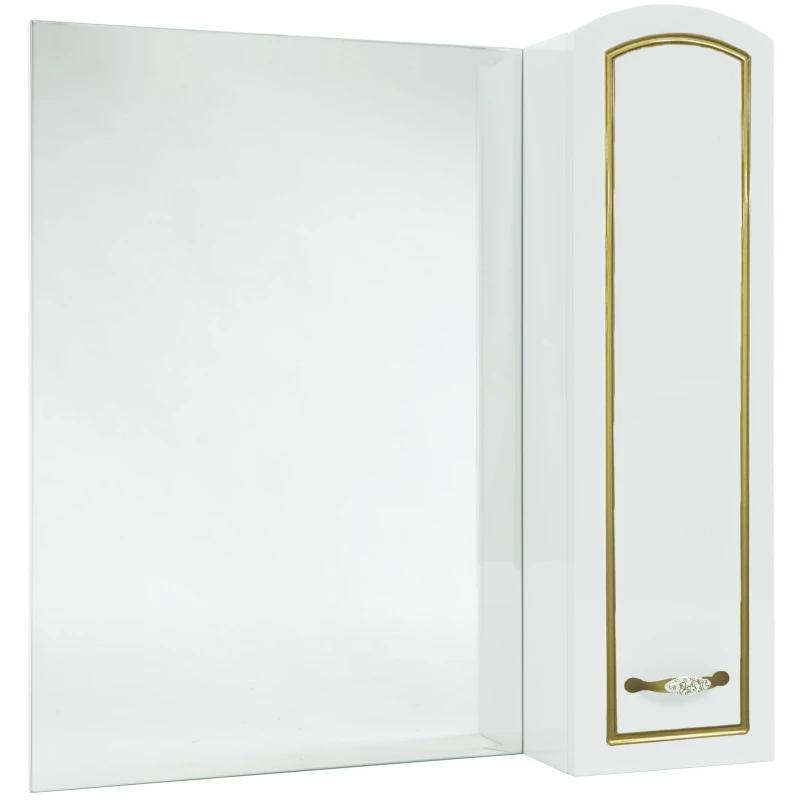 Зеркальный шкаф 78x80 см белый глянец золотая патина R Bellezza Амелия 4610313001388