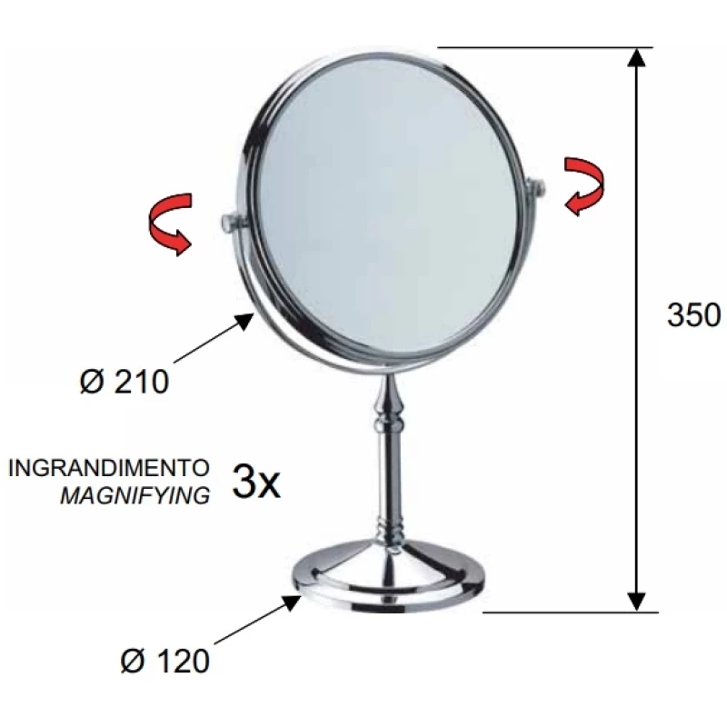 Косметическое зеркало x 3 Remer Bagno RB645CR