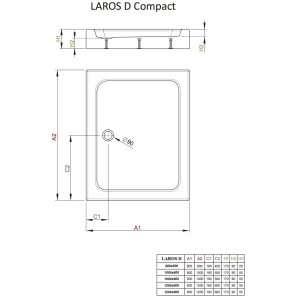 Изображение товара акриловый поддон 90x80 см radaway laros d compact sld8917-01