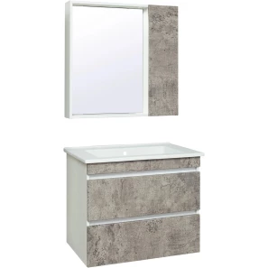 Изображение товара зеркальный шкаф 75x75 см серый бетон/белый l/r runo манхэттен 00-00001017