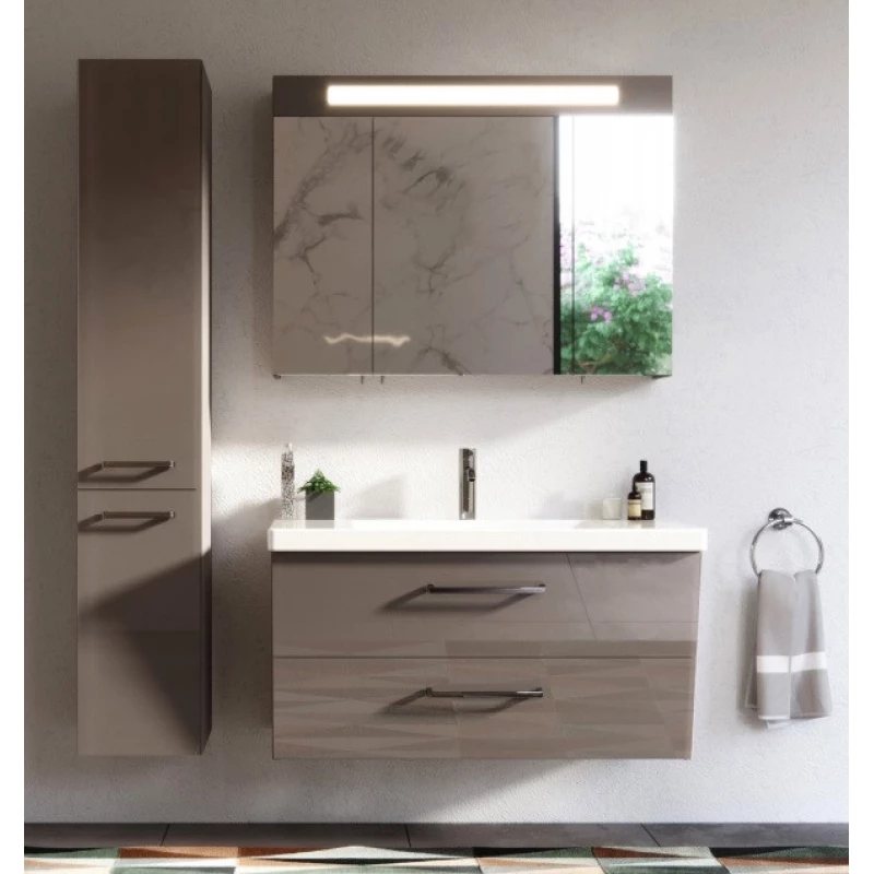 Зеркальный шкаф 125x75 см коричневый глянец Verona Susan SU609G86