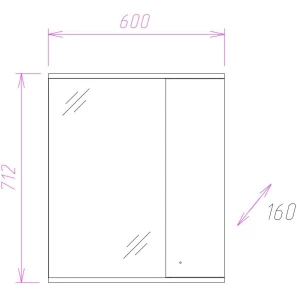 Изображение товара зеркальный шкаф 60x71,2 см белый глянец l onika ника 206015