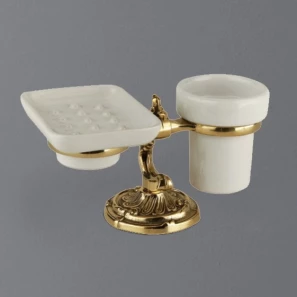 Изображение товара стакан и мыльница настольные античное золото art&max barocco crystal am-1789-do-ant-c