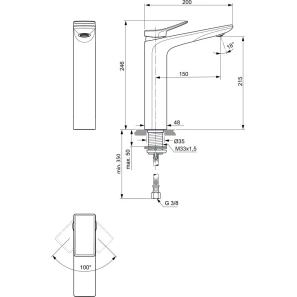 Изображение товара смеситель для раковины без донного клапана ideal standard conca bc758a5