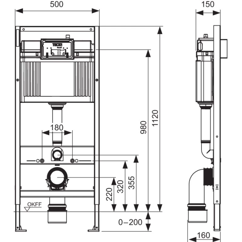 Комплект подвесной унитаз + система инсталляции Tece TECEone K440921.WC2