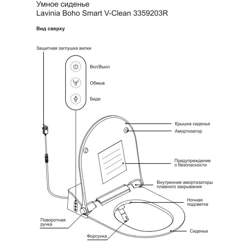 Подвесной безободковый унитаз с функцией биде с сиденьем микролифт Lavinia Boho Smart V-Clean 3359203R + 33290800