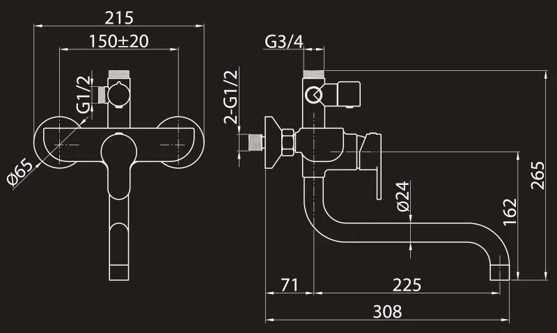 Душевая система 230 мм Elghansa 2304483-2L (Set-20)