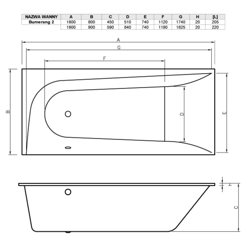 Акриловая ванна 180x80 см правая Vayer Boomerang GL000010523