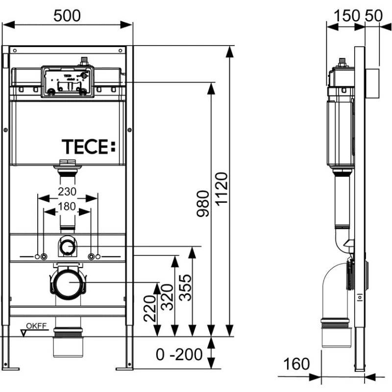 Монтажный элемент для подвесного унитаза + смывная клавиша Tece TECEambia белый K440200