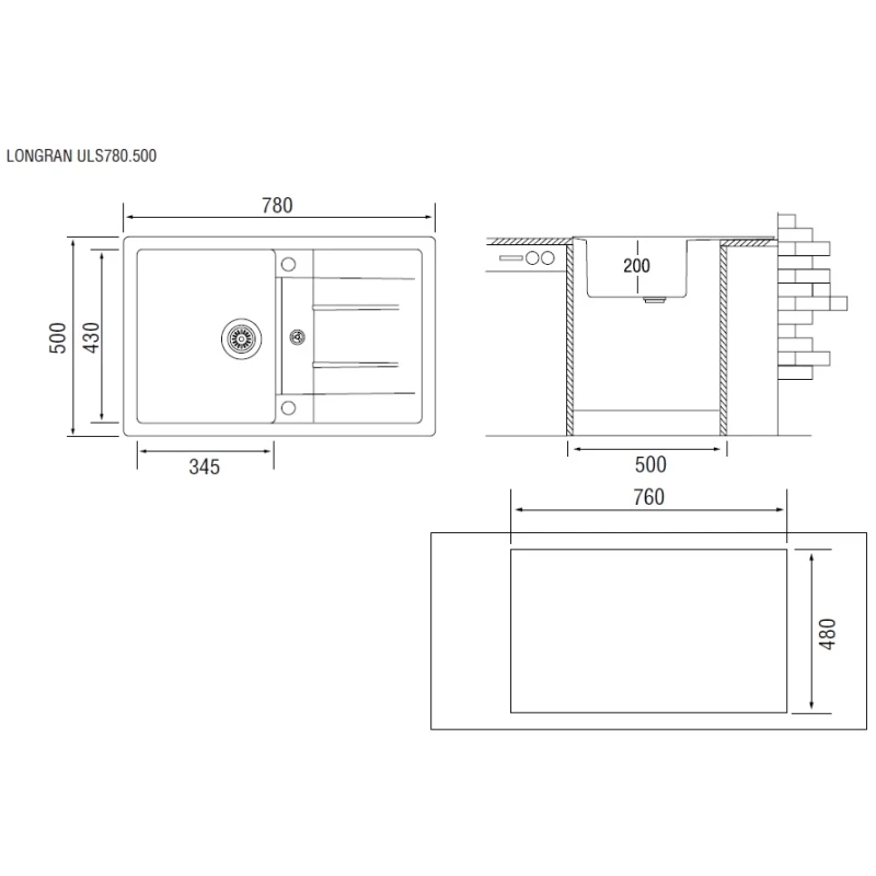 Кухонная мойка арена Longran Ultra ULS780.500 - 47