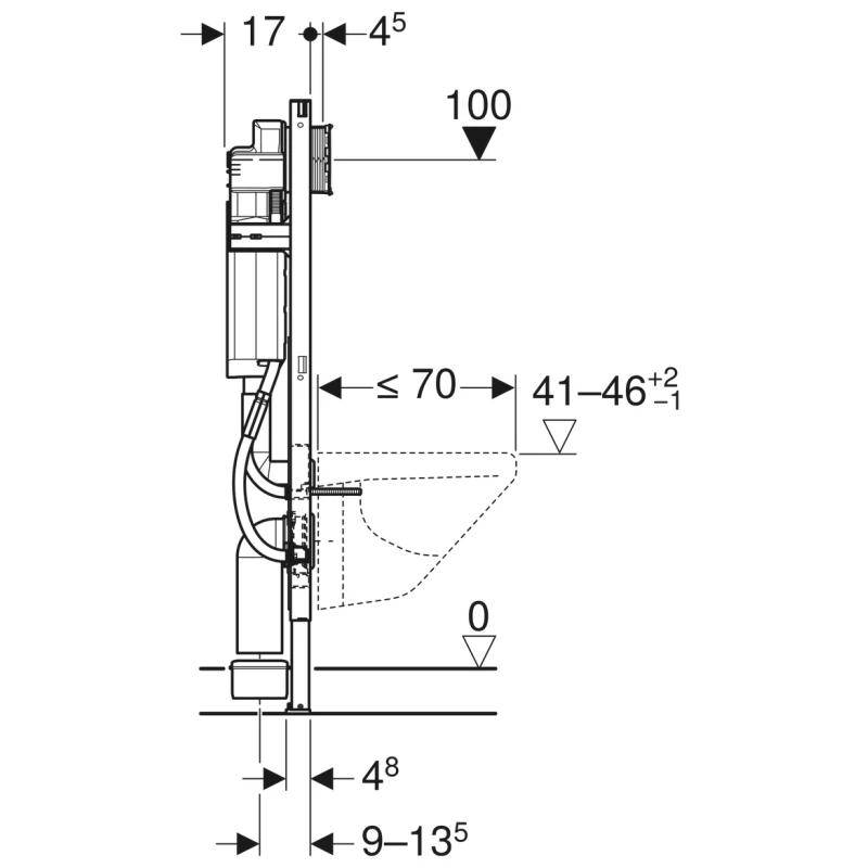 Монтажный элемент для подвесного унитаза, H112, Sigma 12 см, для лиц с ограниченными возможностями Geberit Duofix 111.350.00.5