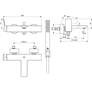 Изображение товара смеситель для ванны ideal standard conca bc763a2