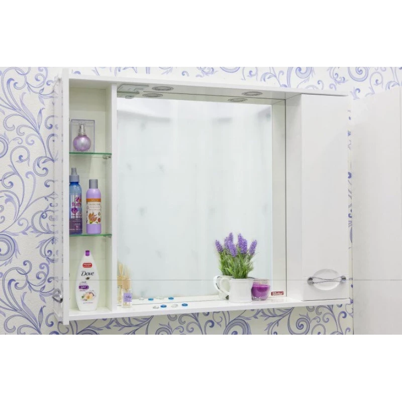 Зеркальный шкаф 100,4x75 см белый Sanflor Палермо H0000001146