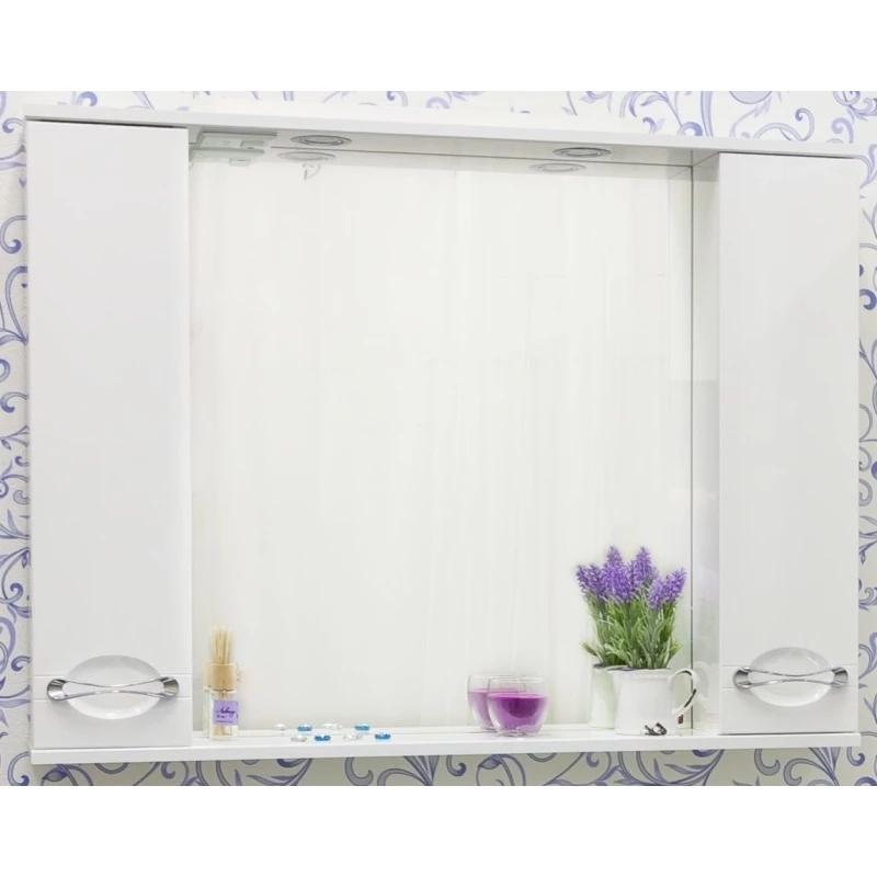 Зеркальный шкаф 100,4x75 см белый Sanflor Палермо H0000001146