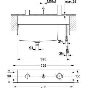 Изображение товара смеситель для ванны на 3 отверстия, встроенный механизм grohe 33339000