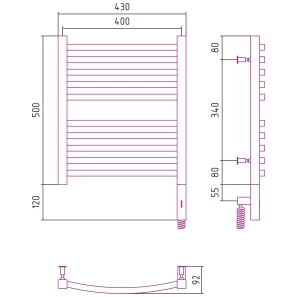Изображение товара полотенцесушитель электрический 500x400 мэм правый сунержа аркус 3.0 00-5705-5040