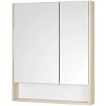 Зеркальный шкаф 70x85 см белый матовый/дуб верона Акватон Сканди 1A252202SDB20