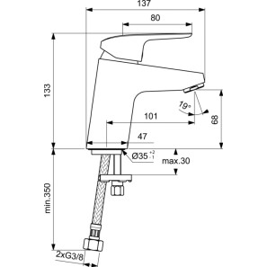 Изображение товара смеситель для раковины без донного клапана ideal standard ceraflex b1710aa
