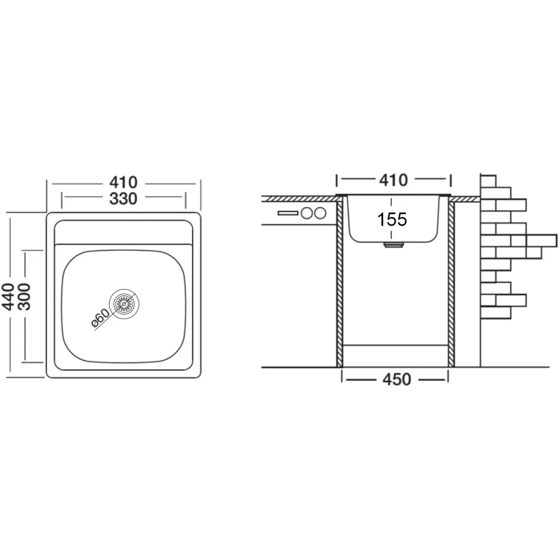 Кухонная мойка матовая сталь Ukinox Классика CLM410.440 -GT6K 0C