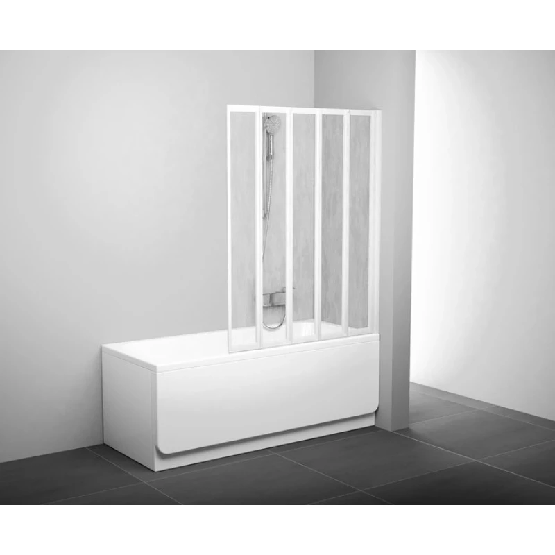 Шторка для ванны складывающаяся пятиэлементная Ravak VS5 белая+рейн 794E010041
