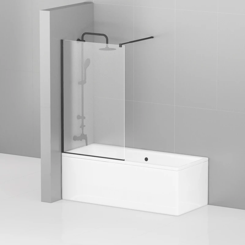 Шторка для ванны 90 см Cezares LIBERTA-V-1-90/155-C-NERO прозрачное