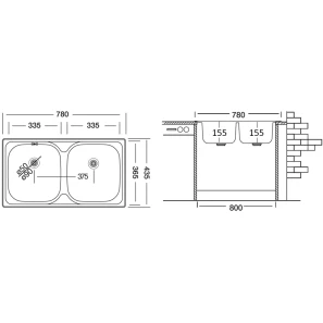 Изображение товара кухонная мойка матовая сталь ukinox классика clm780.435 20gt6k 0c