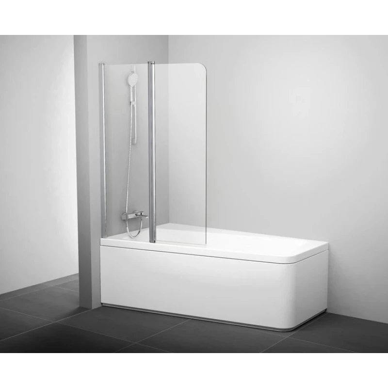 Шторка для ванны двухэлементная к ваннам 10° Ravak 10CVS2-100 L белый+транспарент 7QLA0103Z1