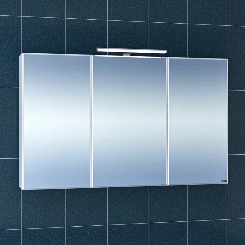 Зеркальный шкаф 121x73 см белый глянец Санта Стандарт 113020