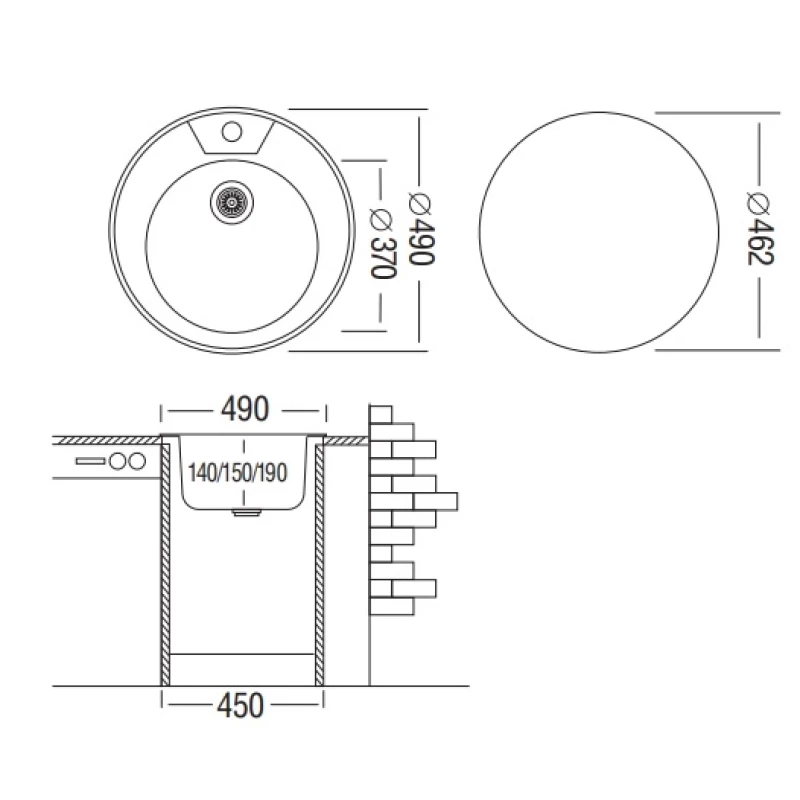 Кухонная мойка матовая сталь Ukinox Фаворит FAD490 -GT5K 0C