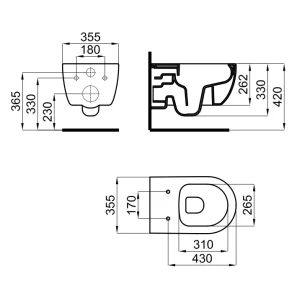 Изображение товара подвесной безободковый унитаз с сиденьем микролифт noken acro compact n380000081                 