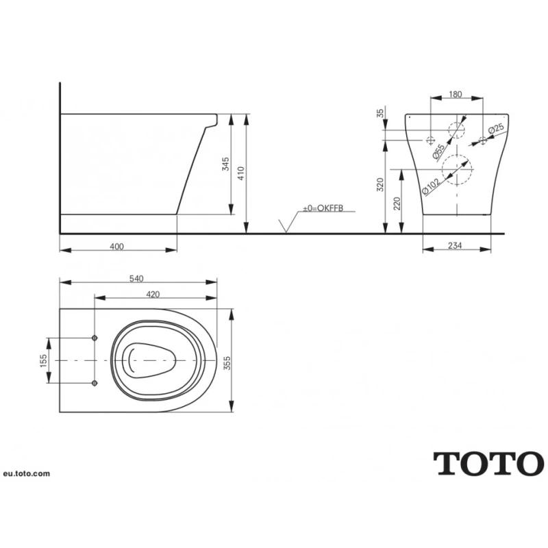 Комплект подвесной унитаз Toto CF CW132Y#NW1 + VC130 + система инсталляции Tece 9300302 + 9240407