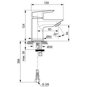Изображение товара смеситель для раковины без донного клапана ideal standard tesi a6568aa