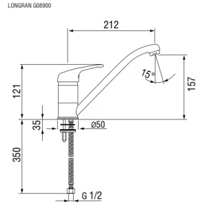 Изображение товара смеситель для кухни лава longran impact g08900 - 40