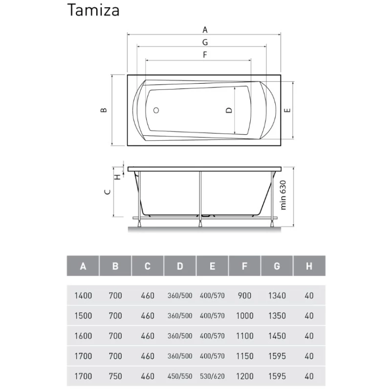 Акриловая ванна 140x70 см Relisan Tamiza GL000013920