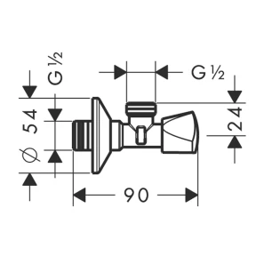 Изображение товара угловой вентиль 1/2"×1/2" hansgrohe 13903000