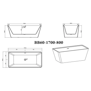 Изображение товара акриловая ванна 170x80 см belbagno bb60-1700-800