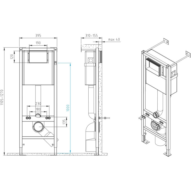 Комплект подвесной унитаз + система инсталляции Cersanit Carina A64119
