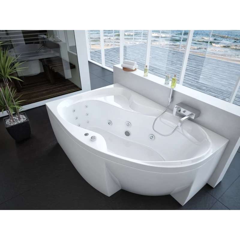 Акриловая гидромассажная ванна 170x105 см правая пневматическое управление стандартные Aquatek Акватек Вега-170