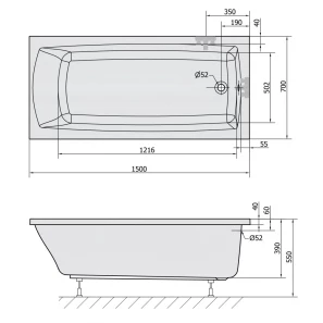 Изображение товара акриловая ванна 150x70 см alpen lily 72273
