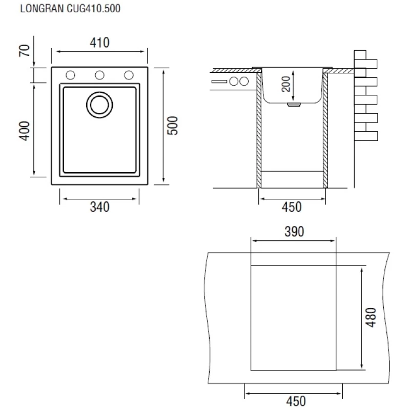 Кухонная мойка марон Longran Cube CUG410.500 - 93