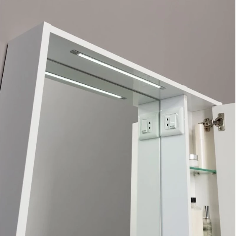 Зеркальный шкаф 76x85 см с подсветкой белый Aquanet Коста 00188405