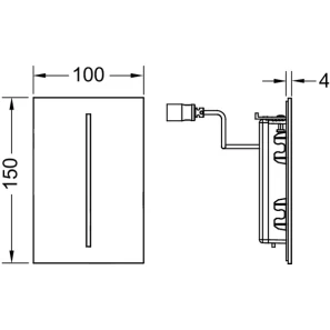 Изображение товара система электронного управления смывом писсуара, питание от батареи 7,2 в tece tecefilo нержавеющая сталь 9242071 
