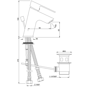 Изображение товара смеситель для раковины с донным клапаном jaquar lyric lyr-chr-38051b