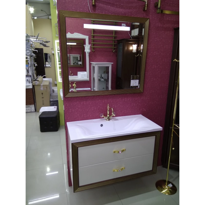 Комплект мебели белый золотая патина 100 см Opadiris Карат KARAT100KOMG