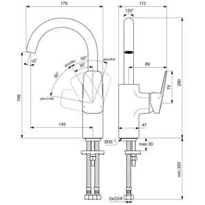 Изображение товара смеситель для раковины без донного клапана ideal standard ceraplan bd234xg