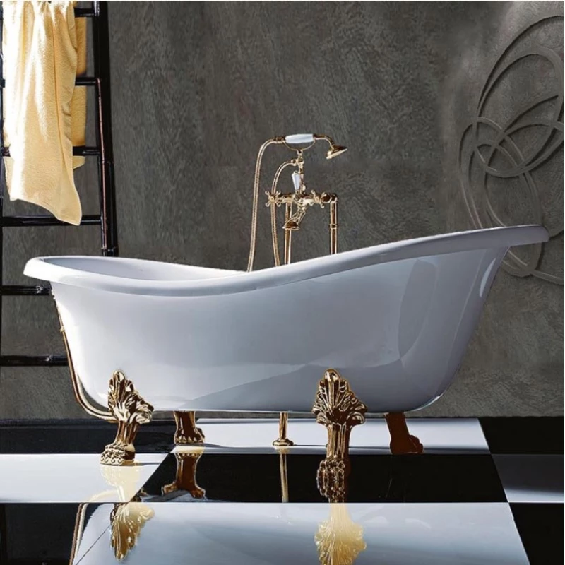 Ванна из литьевого мрамора золотые лапы 176x80 см Tiffany World TW176bi/oro