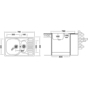 Изображение товара кухонная мойка полированная сталь ukinox комфорт cop780.490 15gt8k 1r