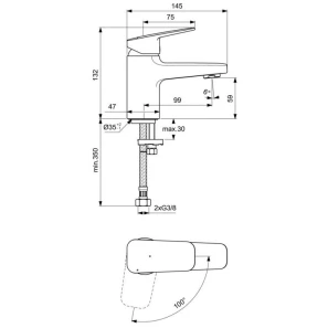 Изображение товара смеситель для раковины без донного клапана coolstart ideal standard ceraplan bd201aa