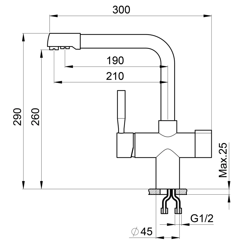 Смеситель для кухни с подключением к фильтру Granula классик 2088cl