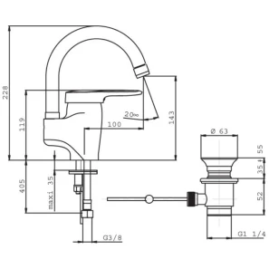 Изображение товара смеситель для раковины с донным клапаном jacob delafon kandel e661ru-cp